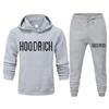 Mens Casual Hooded Sweatshirt Set With Graphic Print Long Sleeve Top Pants Outfit
