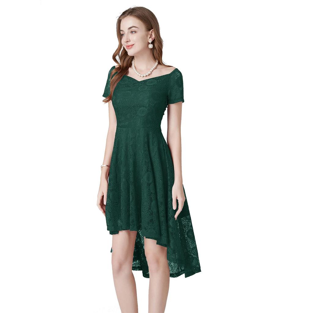 Женское вечернее платье миди, кружевное платье с вырезом в форме сердца, высокие и низкие подолы, ретро-платья, бальное платье для выпускного вечера, свадебные наряды подружки невесты