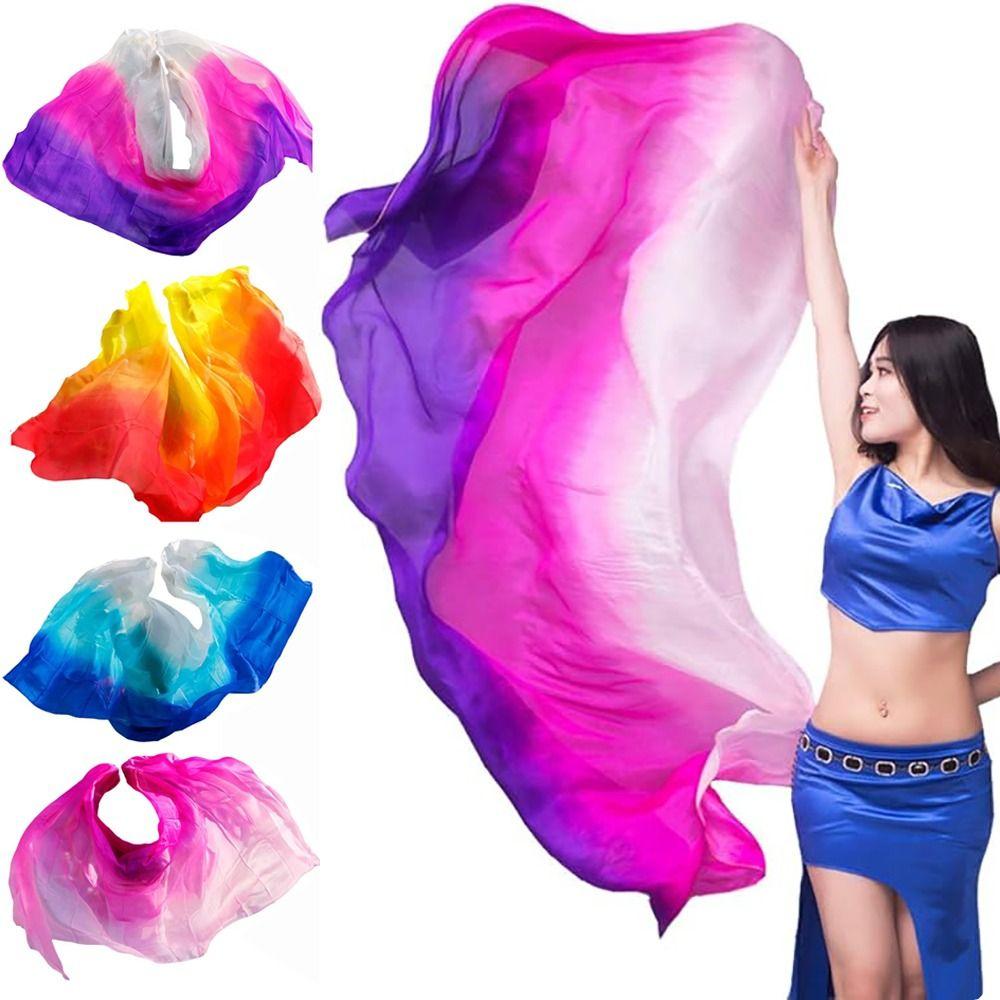 100% Silk Belly Dance Veils Light Texture Dancing Shawl Performance Dance Veil