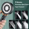 Black Silver Shower Head High Pressure 5 Modes Water Saving Nozzle Powerful Pressurized Handheld Showers Bathroom Accessories