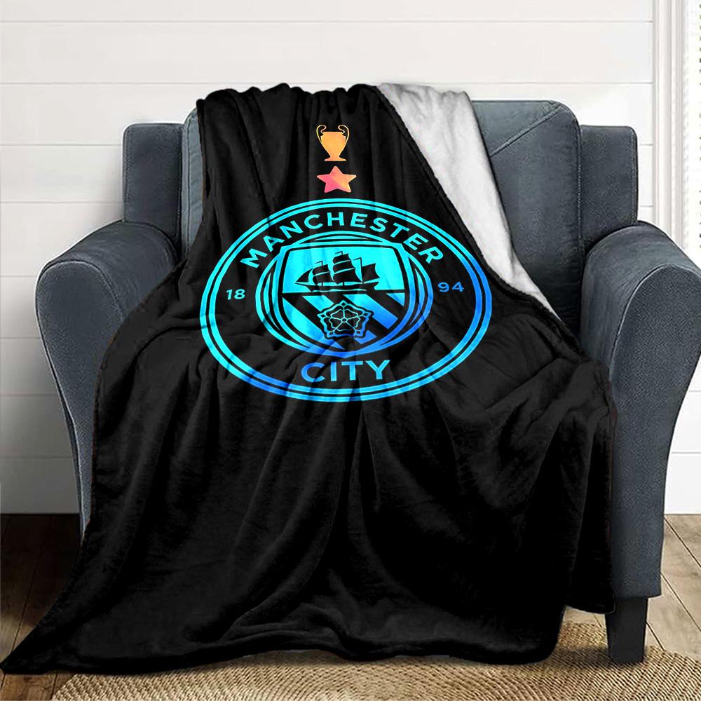 1pc Flannel Blanket, Manchester,Champions,Star Pattern Printed Blanket, Sofa Bed Sofa Car Office Camping Travel Warm And Comfortable Soft Bl