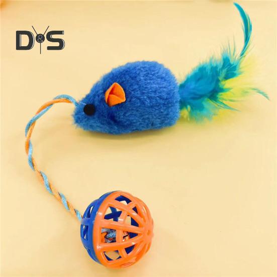 Интерактивная игрушка-мышка для кошек с колокольчиками, имитация плюшевой мыши, жевательная игрушка для кошек, пушистая игрушка-колокольчик для кошек, живущих в помещении