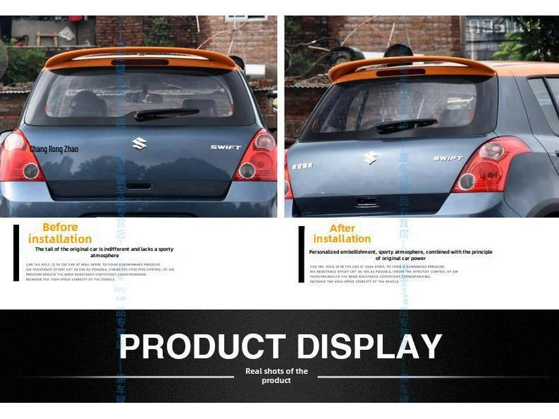 Задний спойлер для Suzuki Swift 06-16: АБС-пластик, Без сверления, Аэродинамический дизайн, Окрашенный.