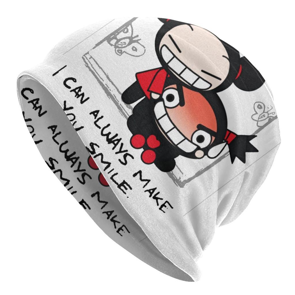 Женская шапка-бини с напуском в стиле аниме Pucca, унисекс, с персонажами мультфильмов, модные вязаные шапочки Skullies, шапка для зимних лыж