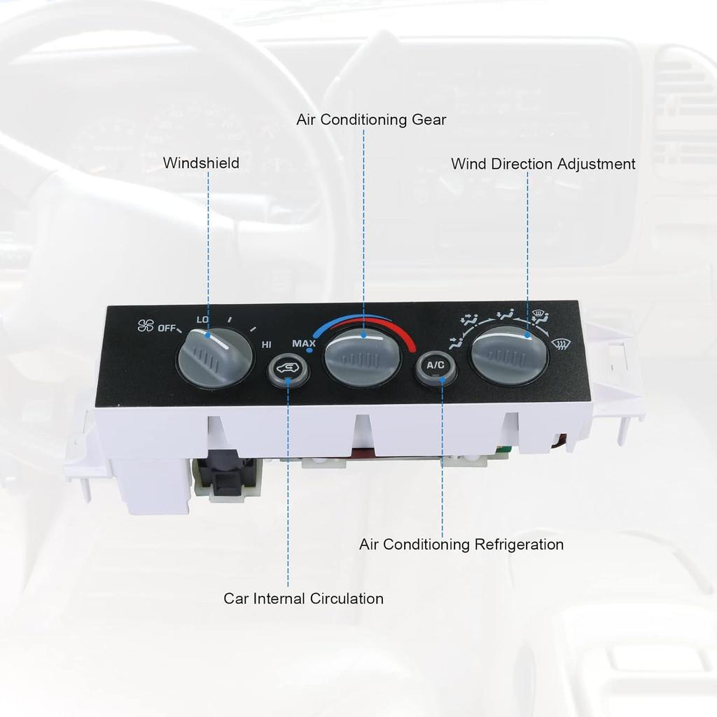 A/C Heater Control Panel Climate Control Module Without Rear Window Defogger Switch For 1996-2000 Chevy GMC C1500 C2500 C3500 K1500 K2500 K3500
