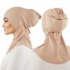 Modal Jersey Full Coverage Tie Back Under Cap Solid Color Muslim Woman Hijab Innerscarf Islamic Fashion Turban Bonnet 40*40cm