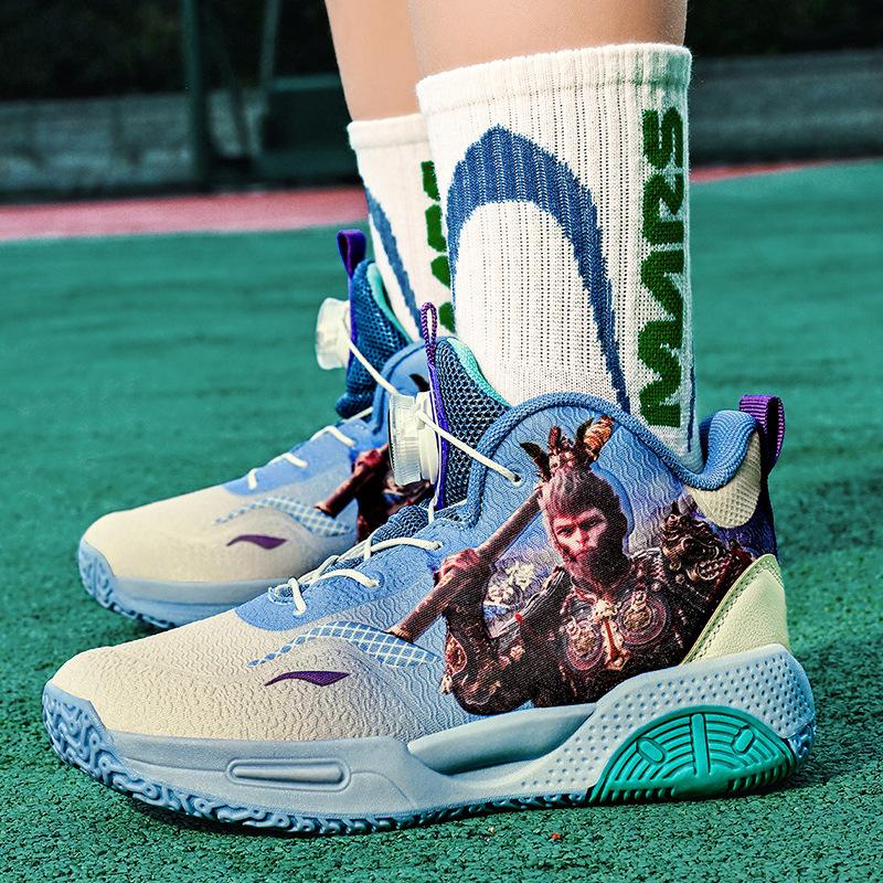 Black Myth Wukong Детские спортивные кроссовки для бега для мальчиков, сетчатые дышащие для средних и старших детей, нескользящие, дышащие баскетбольные кроссовки, лето