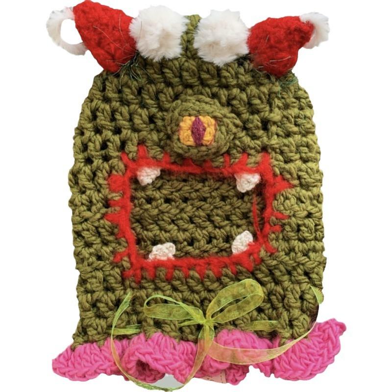 New Handmade Crocheted Striped Mixed Color Cat Ear Hat, Fashionable and Personalized Adult Hat