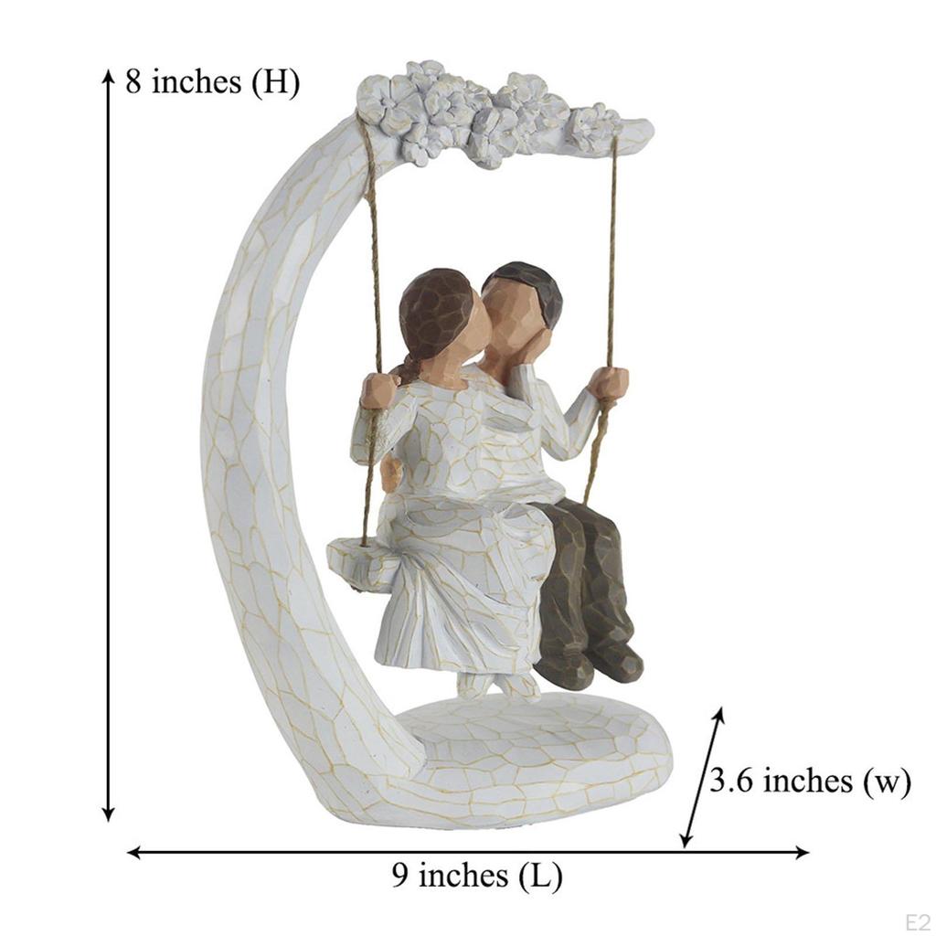 Couple Figurine Statue On Swing,Lover Sculpture,Resin Crafts Ornament Desk Figure for