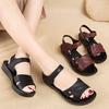Middle-aged and  Elderly Women's Flat Open Toe Sandals Mom's Summer Round Toe Velcro Shoes Grandmother's Anti-slip Soft Sole Sandals