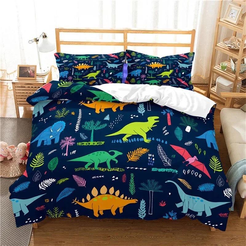 Динозавр Удобный Пододеяльник Наволочка Постельный Комплект Декор Детской Спальни Домашний Текстиль