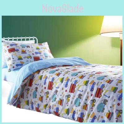 Комплект постельного белья с 3D-цифровой печатью с мультяшным рисунком автомобилей, грузовиков, экскаваторов из полиэстера и хлопка для декора детской спальни