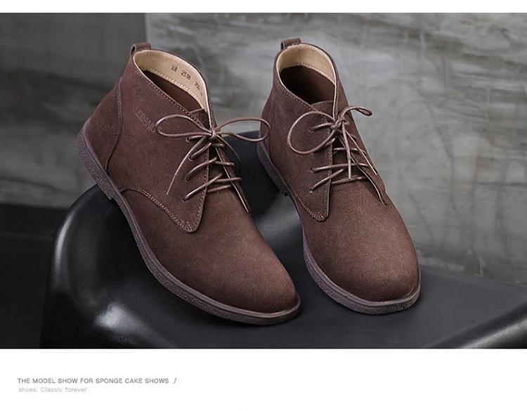 Мужские зимние ботинки-пустынники из матовой кожи средней высоты в британском стиле