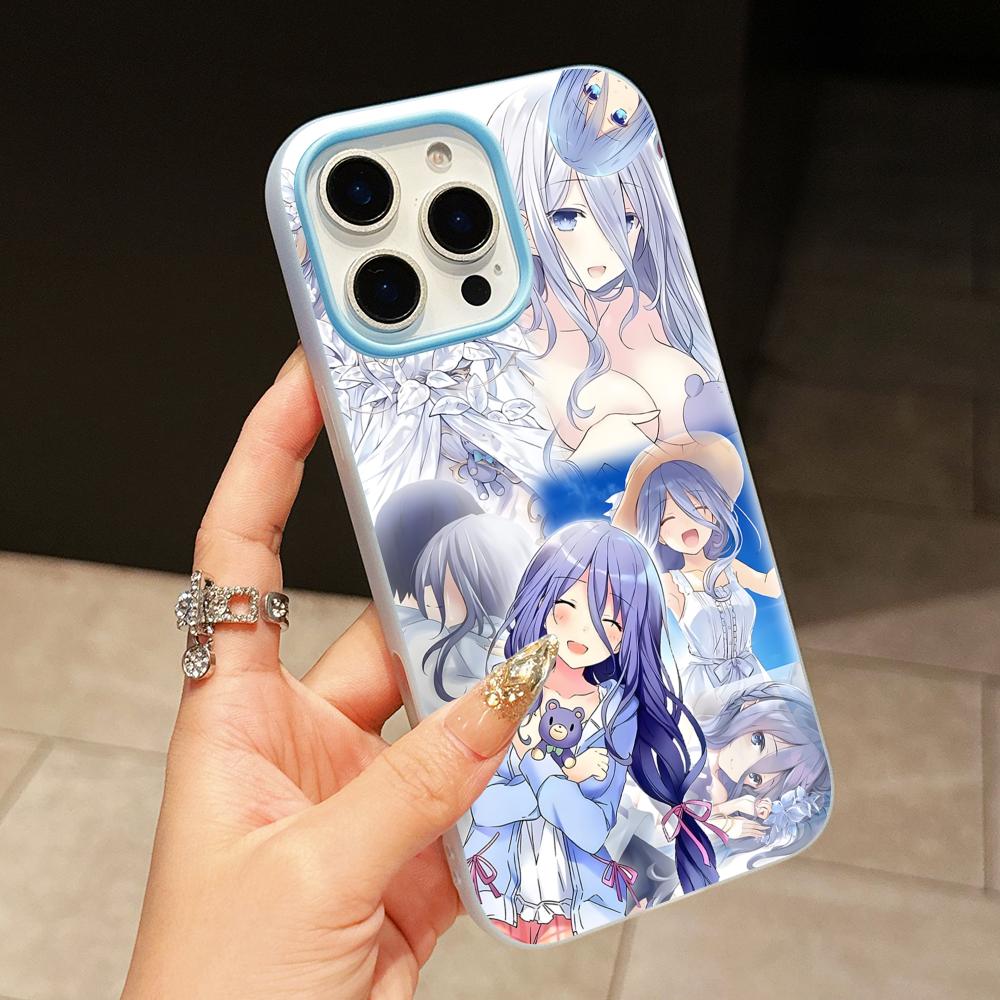 Date a Live Mio Takamiya Jelly Double layer Light Blue Mobile Phone Case for iPhone 17 16 15 14 13 12 11 Air Pro Max Plus
