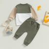 Baby Boy 2 Piece Tracksuit 6M 12M 18M 24M 3Y Contrast Color Long Sleeve Sweatshirt and Elastic Pants for Toddler Fall Outfits
