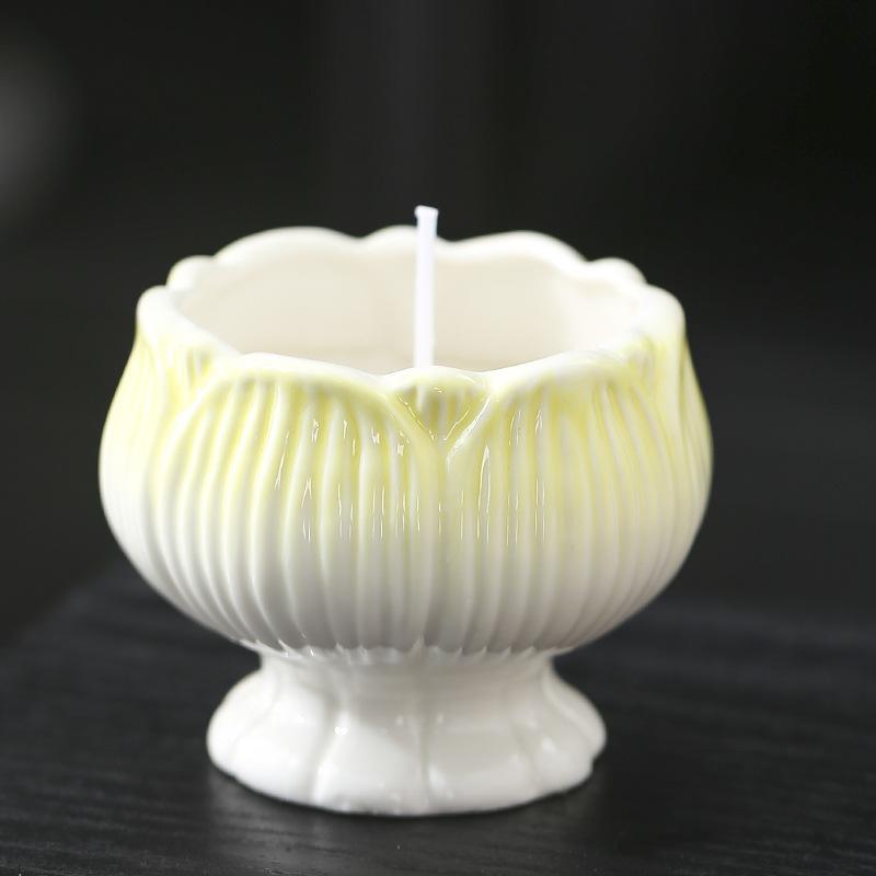Керамическая подставка для свечей в виде лотоса для ароматерапии, пустая чашка, минималистичный подсвечник для помещений, изысканные украшения для украшения комнаты