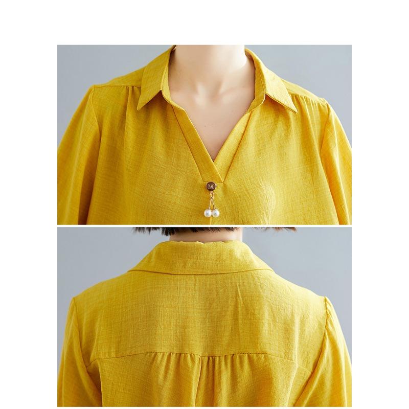 Летняя женская рубашка с короткими рукавами, элегантный V-образный вырез, нерегулярный хлопковый лен, удобный свободный повседневный дышащий топ