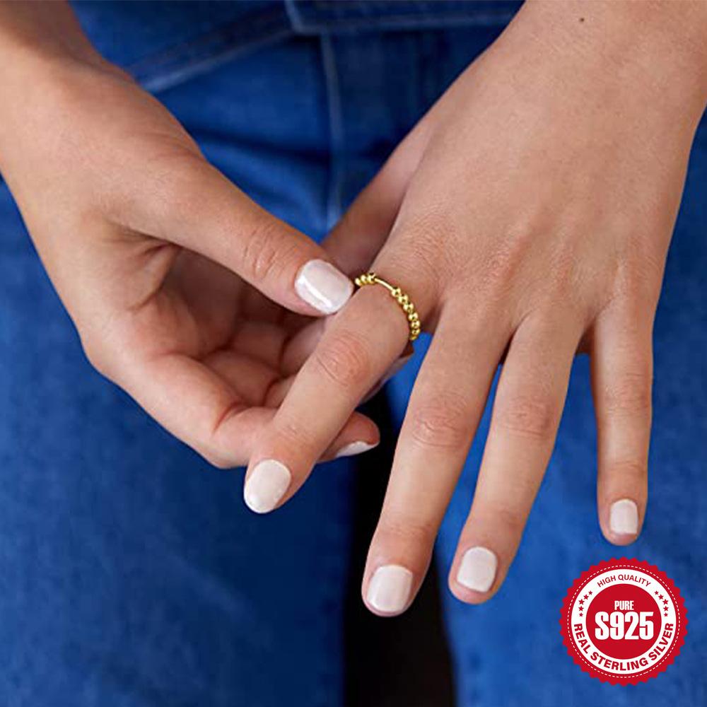 S925 стерлингового серебра вращающиеся подвижные бусины декомпрессионное тревожное кольцо с цепочкой декомпрессионное кольцо Xiaohongshu горячая распродажа