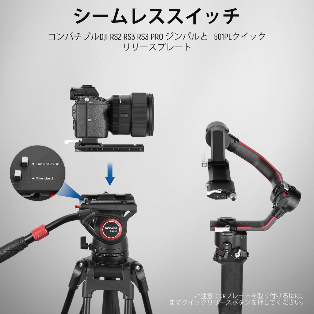 Neewer GM002 Видеоголовка штатива с жидкостной головкой и быстросъемной площадкой, совместимая с телескопической ручкой RS и шкалой 75 мм, максимальная грузоподъемность, панорамная головка