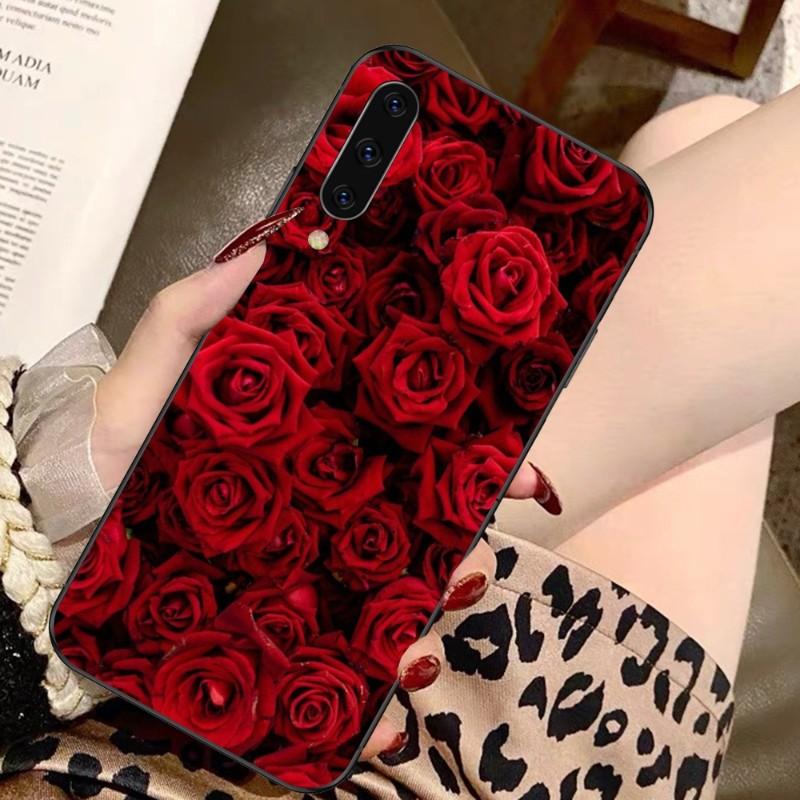 Чехол для телефона с цветком красной розы для Samsung A91 A81 A73 A72 A71 A30S A20 A12 A13 A52 A53 4G 5G, мягкий черный чехол для телефона