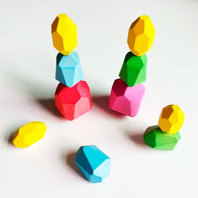 Wooden Sorting Stacking Stone Learning Montessori Toys Sensory Toddler Toys Kids Building Blocks Game Lama 16 pcs colour
