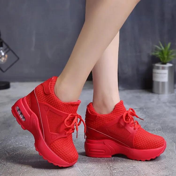 Women Sneakers Platform Shoes Wedge Women Shoes Breathable Net 9cm High Heel Ladies Walking Shoes Zapatillas De Mujer