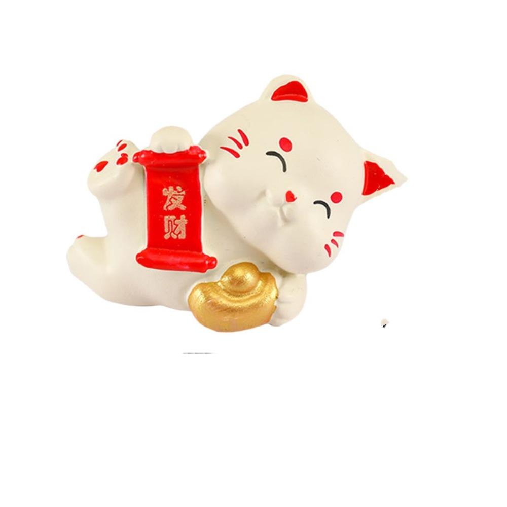Cute Resin Mini Lucky Cat Ornaments Cartoon Fortune Cat Miniature Figurine Micro Landscape Crafts Decoration Home Car Decor