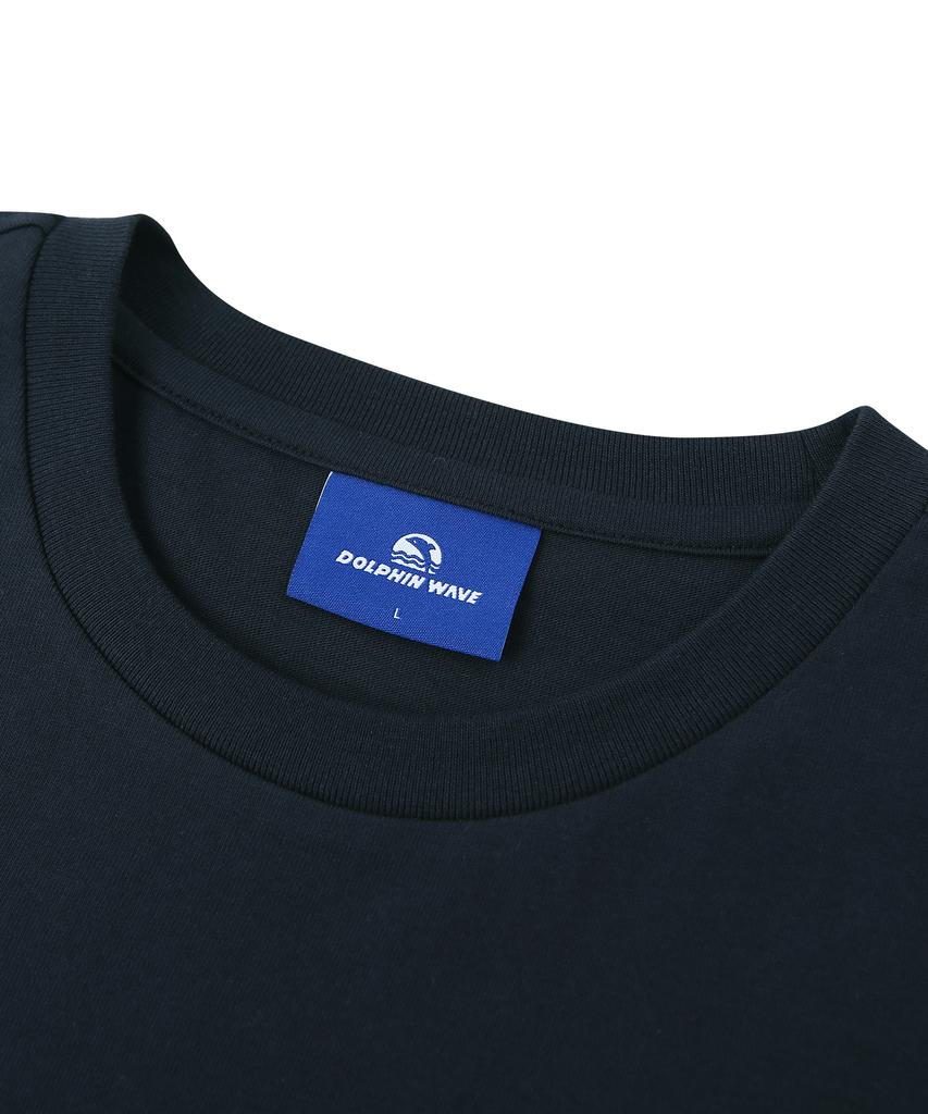 DOLPHIN WAVE APPAREL [3-Pack] Dolphin Mini Chain Embroidery 16-Count Short Sleeve T-Shirt Navy & White & Black
