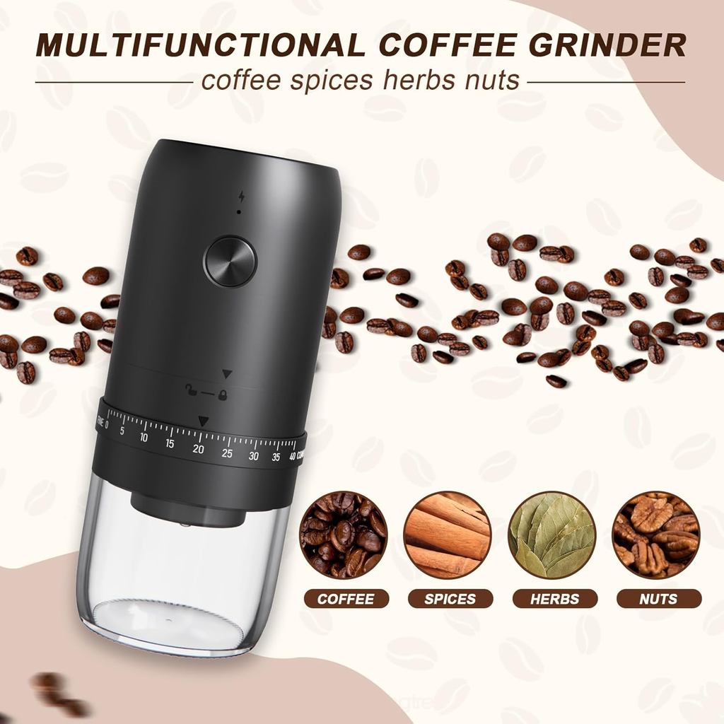 Multifunctional Powder Grinder Rechargeable Small Coffee Beans Mill Grinding Machine Portable Electric Burr Coffee Grinder