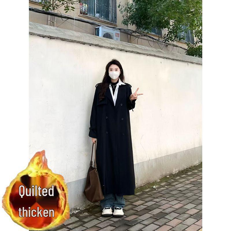 Женский высокий удлиненный серый тренч, весна-осень 2025 новый стиль, повседневная верхняя одежда до щиколотки