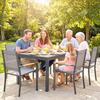 Garden Furniture Set, 7-Piece, Wood-Effect Table, 6 Textilene Chairs, 140 x 80 x 72 cm, Grey
