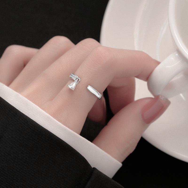 XIYANIKE Niche Waterdrop Zircon Cuff Finger Rings For Women Girl Fashion New Jewelry Friend Gift Party Wedding anillos mujer