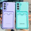 Card Bag Wallet Clear Crystal Phone Case For Samsung Galaxy S21 FE S22 S23 Plus S21FE S22 S23 Ultra 5G Soft Corners Bumper Cover