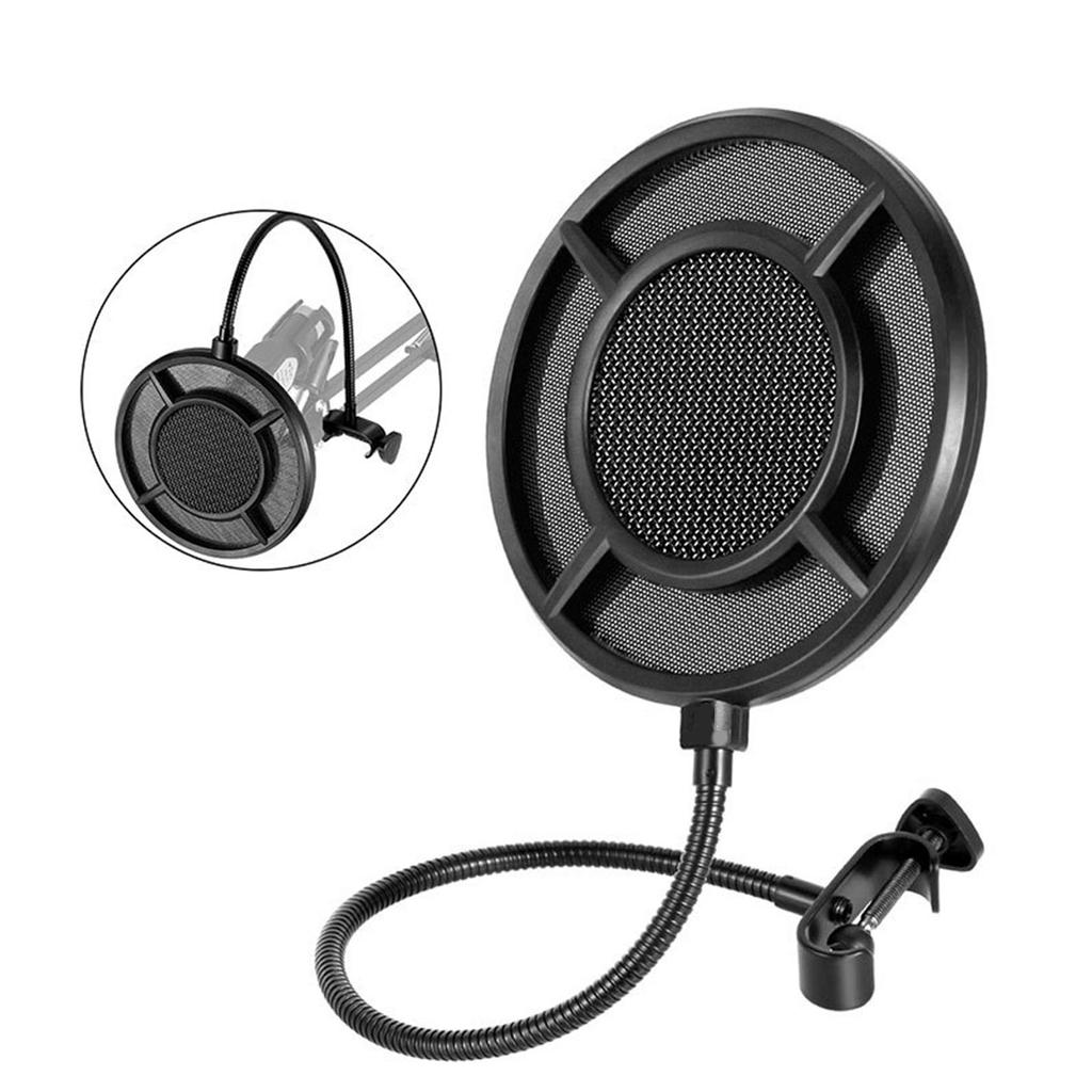 Двухслойный студийный микрофонный поп-фильтр, гибкий ветрозащитный экран, звуковой фильтр для записи подкастов и трансляций