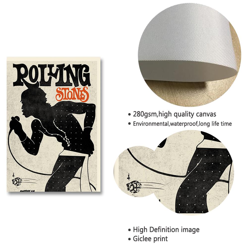 Винтажные плакаты и принты Rolling Stones, звезда рок-музыки, холст, картина, настенные художественные картины для гостиной, домашний декор, без рамки