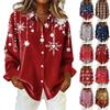 Women's Shirt With Floral Print Buttons, Long Sleeved Casual Regular Shirt Blouses Casual Plus Size Basic Tops