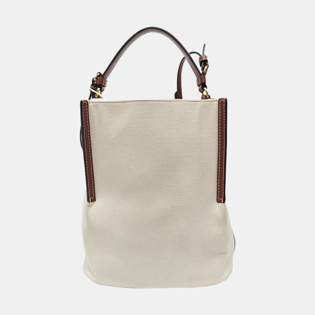 [Pre-Owned] Peggy Logo Print Cotton Canvas Bucket Bag - Excellent #OTAHO6
