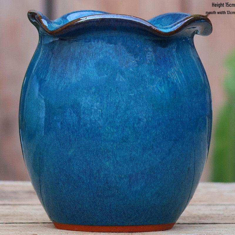 Large Ceramic Terracotta Flower Pot for Balcony and Living Room - Ideal for Succulents, Orchids, Green Radish, and Plants