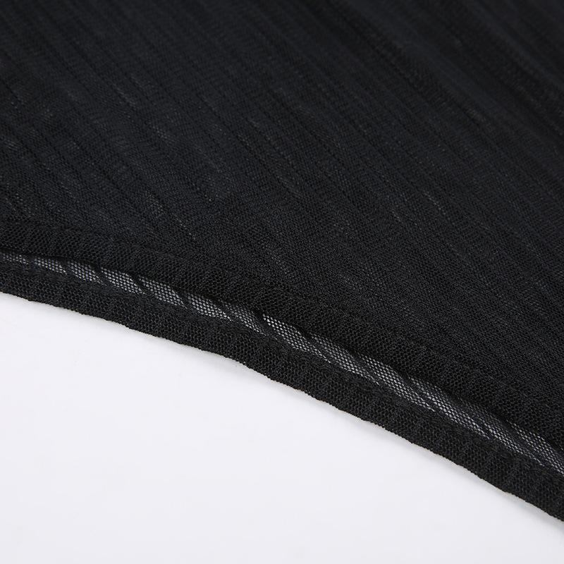 Прозрачный комбинезон с открытой спиной, прозрачный, женский, однотонный, черный, футболка, летняя, элегантная, сексуальная, уличная одежда