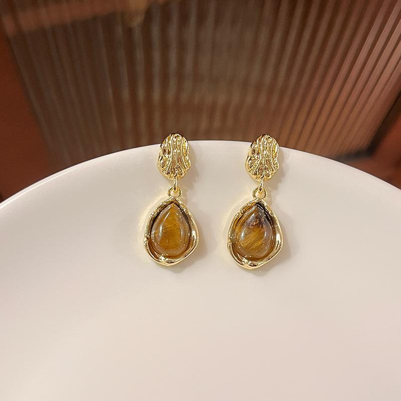 Лидер продаж Серьги-капли из камня тигровый глаз для женщин Легкие роскошные серьги нишевого дизайна высокого класса Уникальные