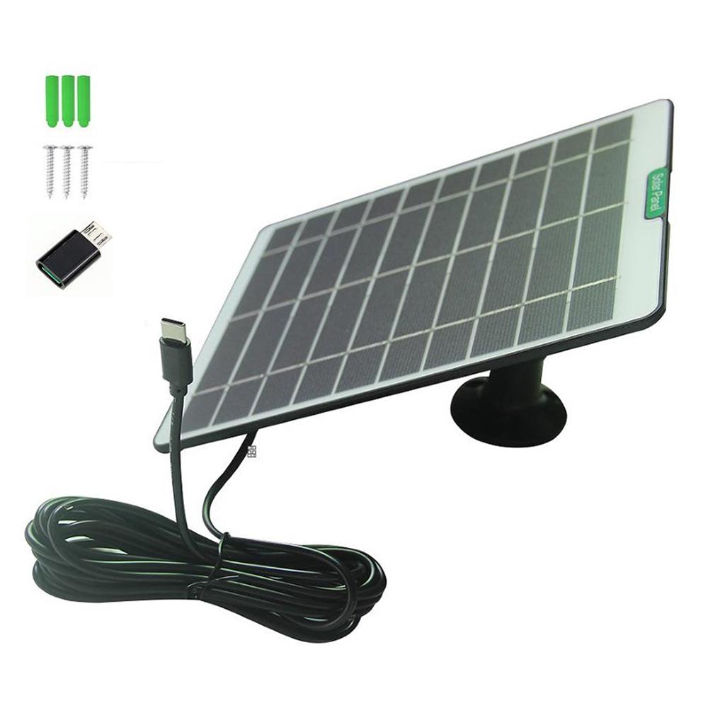 5W 5V Solar Charging Panel for Security Camera Doorbell Type-C Interface High Efficiency