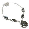 Natural Labradorite Gemstone 925 Sterling Silver Jewelry Necklace 18" R3q59