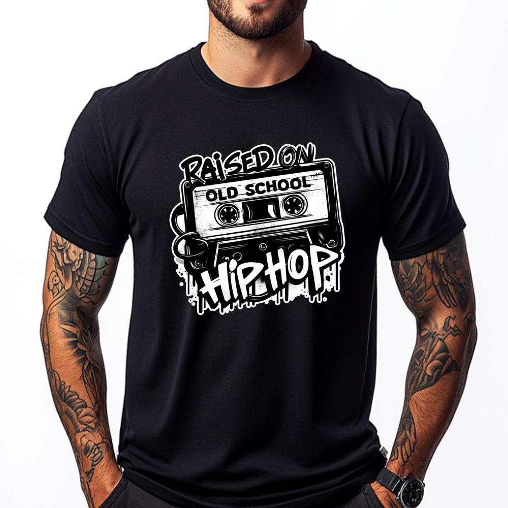Raised On Old School Anniversary Cassette Graffiti Graphic Shirts Men Female Cheap Creative - Men's Summer Cotton Graphic Tee