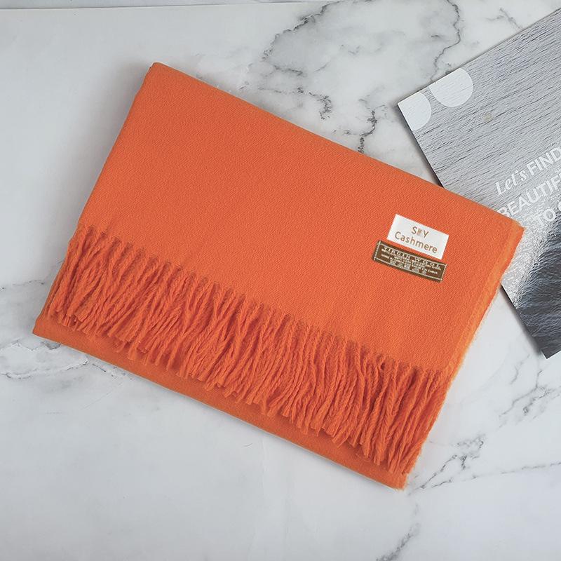 200 * 70 см толстый однотонный женский кашемировый имитационный шарф для зимы роскошная женская шерстяная шаль