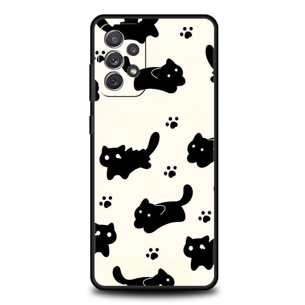 Забавный чехол с черным котом для Samsung A57 A37 A51 A71 A21S A17 A11 A15 A25 A31 A41 A23 A33 A53 A73 A07 A05S A13 A35 A55 5G