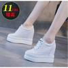 Fashion Women Genuine Leather 11cm Hidden Wedge Sneakers Platform Shoes High Heels Sneakers Woman Casual Shoes White Women Trainer