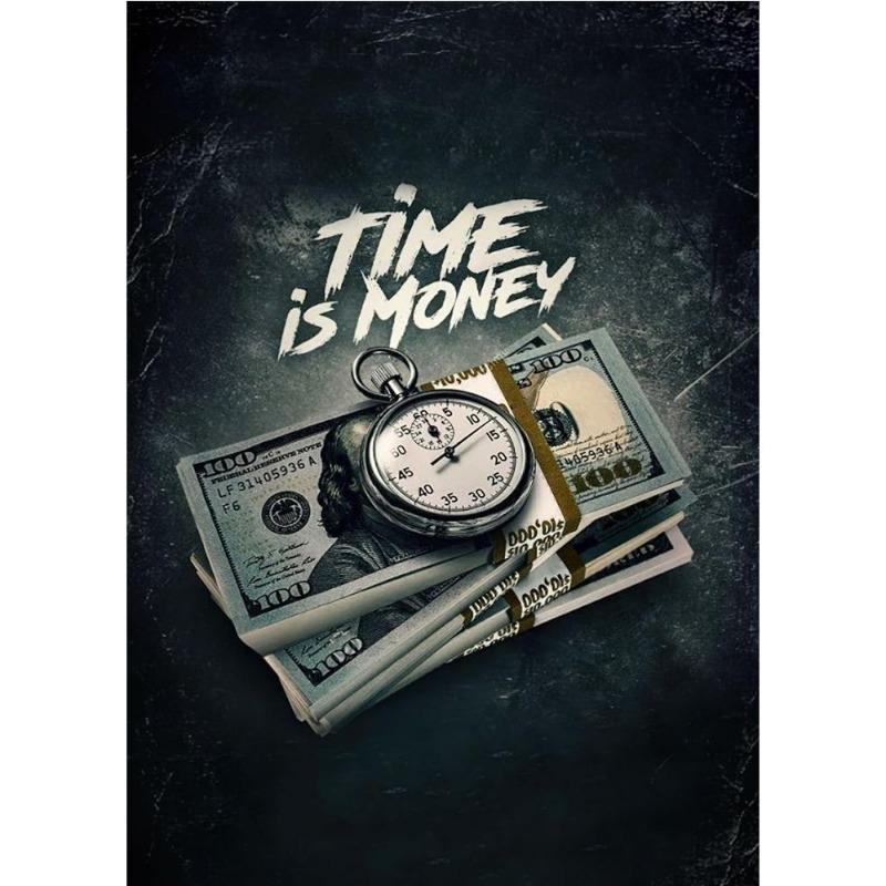 Время - деньги, не тратьте зря, мотивирующий роскошный постер, холст, картина, доллары, настенное искусство для офиса, декор для дома, печать, куадрос