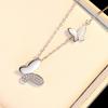 Big Small Two Butterfly Cubic Zirconia 925 Sterling Silver Clavicle Chain Necklace for Women Ladies Korean Dainty Jewelry