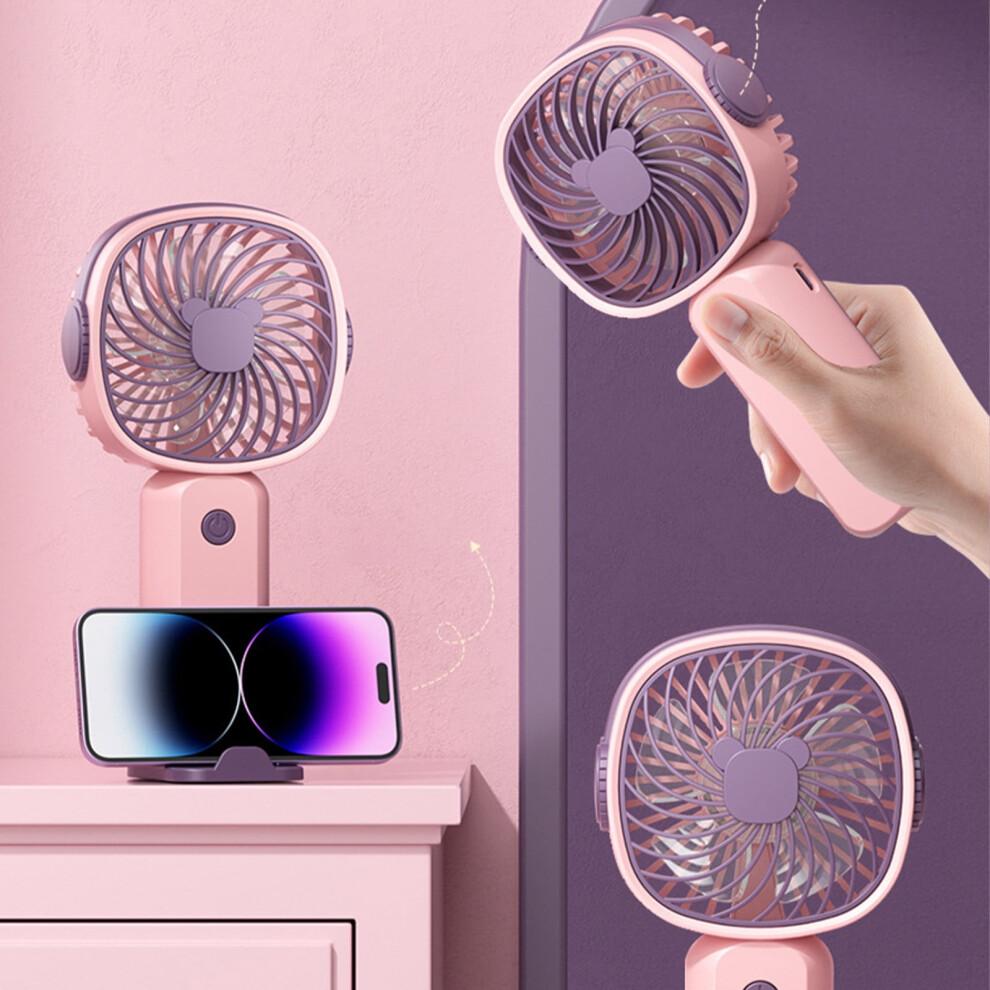 Mini USB Handheld Fan with Stand, 3 Speeds, Rechargeable, Long Battery Life – Compatible with USB Charging