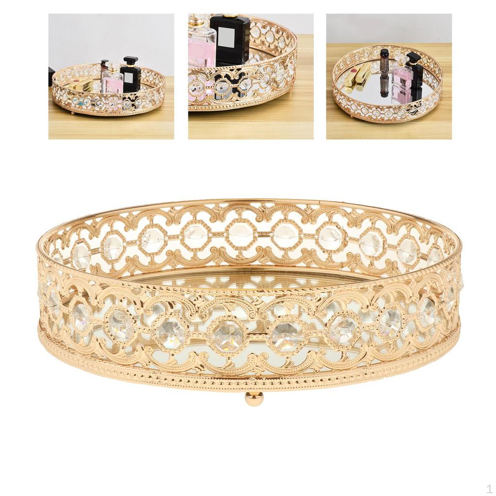 1 Piece Decorative Glass Mirror Makeup Tray Display Bathroom Wedding Decoration Birthday Gift